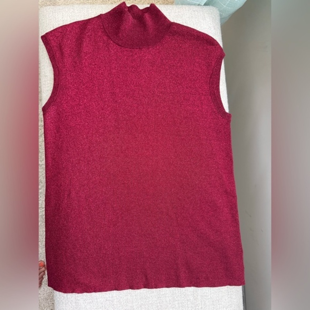 Coldwater Creek SZ SMShimmering deep red silk metallic blend mock turtleneck top
